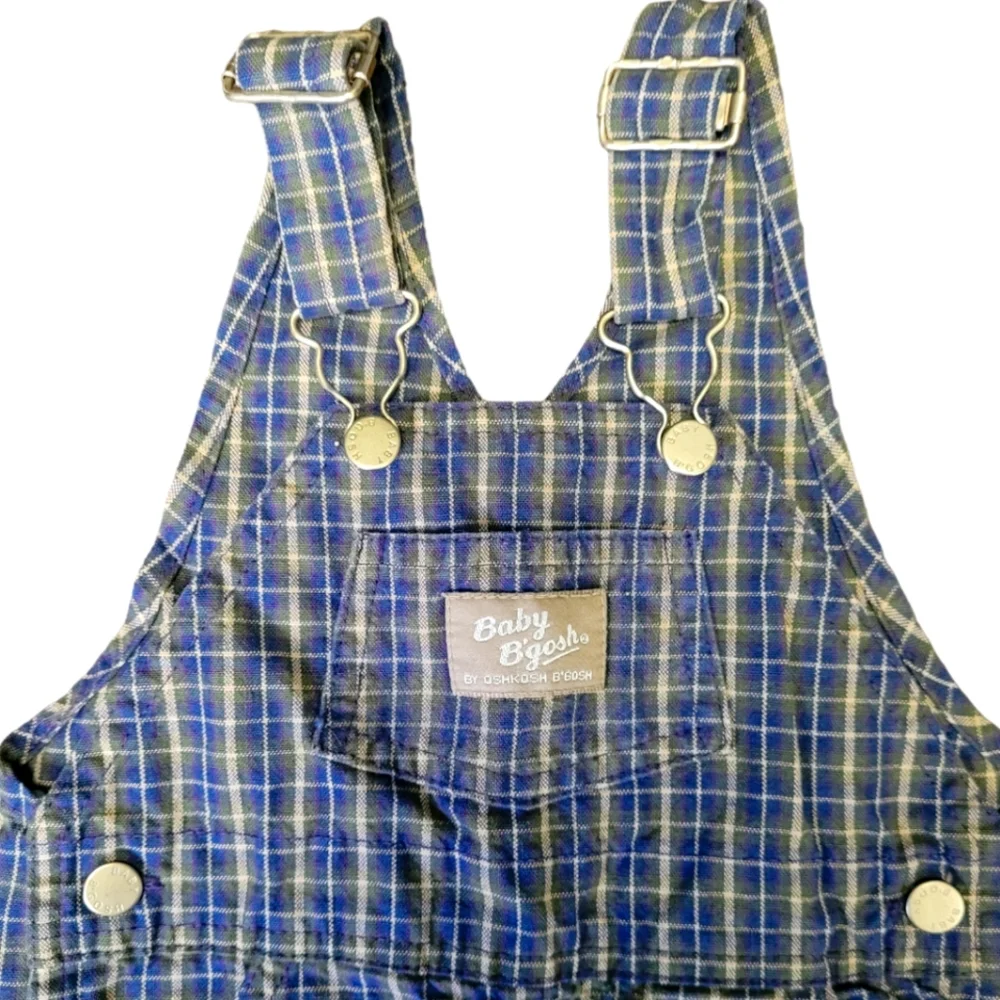 Vintage 1990s OshKosh B'gosh plaid baby bib overalls